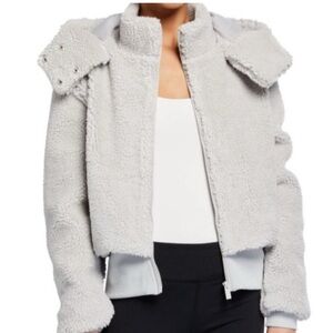 ALO Women's Gray Sherpa Cropped Jacket